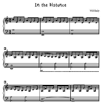 In the Distance Sheet Music and Sound Files for Piano Students